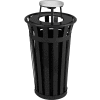Oakley 24 Gallon Slatted Steel Receptacle w/Ash Top, Black - M2401-AT-BK