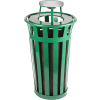 Oakley 24 Gallon Slatted Steel Receptacle w/Ash Top, Green - M2401-AT-GN