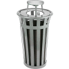 Oakley 24 Gallon Slatted Steel Receptacle w/Ash Top, Silver - M2401-AT-SLV