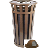 Oakley 24 Gallon Slatted Steel Receptacle w/Dome Top, Brown - M2401-DT-BN