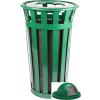 Oakley 24 Gallon Slatted Steel Receptacle w/Dome Top, Green - M2401-DT-GN