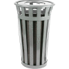 Oakley 24 Gallon Slatted Steel Receptacle w/Flat Top, Silver - M2401-FT-SLV