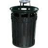 Oakley 36 Gallon Decorative Slatted Steel Receptacle w/Ash Urn Lid, Black - M3600-R-AT-BK