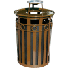 Oakley 36 Gallon Decorative Slatted Steel Receptacle w/Ash Urn Lid, Brown - M3600-R-AT-BN