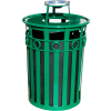 Oakley 36 Gallon Decorative Slatted Steel Receptacle w/Ash Urn Lid, Green - M3600-R-AT-GN