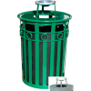 Oakley 36 Gallon Decorative Slatted Steel Receptacle w/Ash Urn Lid, Silver - M3600-R-AT-SLV