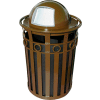 Oakley 36 Gallon Decorative Slatted Steel Receptacle w/Dome Top, Brown - M3600-R-DT-BN