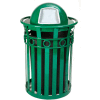 Oakley 36 Gallon Decorative Slatted Steel Receptacle w/Dome Top, Green - M3600-R-DT-GN