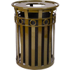 Oakley 36 Gallon Decorative Slatted Steel Receptacle w/Flat Top, Brown - M3600-R-FT-BN