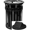 Oakley 36 Gallon Decorative Slatted Steel Receptacle w/Swing Top, Black - M3600-R-SWT-BK