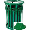 Oakley 36 Gallon Decorative Slatted Steel Receptacle w/Swing Top, Green - M3600-R-SWT-GN