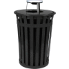 Oakley 36 Gallon Slatted Steel Receptacle w/Ash Top, Black - M3601-AT-BK