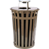 Oakley 36 Gallon Slatted Steel Receptacle w/Ash Top, Brown - M3601-AT-BN