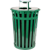 Oakley 36 Gallon Slatted Steel Receptacle w/Ash Top, Green - M3601-AT-GN