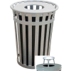 Oakley 36 Gallon Slatted Steel Receptacle w/Ash Top, Silver - M3601-AT-SLV