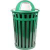 Oakley 36 Gallon Slatted Steel Receptacle w/Dome Top, Green - M3601-DT-GN