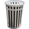 Oakley 36 Gallon Slatted Steel Receptacle w/Flat Top, Silver - M3601-FT-SLV