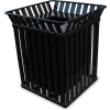 Oakley 36 Gallon Slatted Square Steel Receptacle w/Flat Top, Black - M3601-SQ-FT-BK