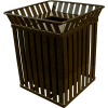 Oakley 36 Gallon Slatted Square Steel Receptacle w/Flat Top, Brown - M3601-SQ-FT-BN