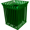 Oakley 36 Gallon Slatted Square Steel Receptacle w/Flat Top, Green - M3601-SQ-FT-GN