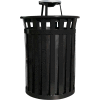 Oakley 50 Gallon Slatted Steel Receptacle w/Ash Top, Black - M5001-AT-BK
