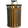 Oakley 50 Gallon Slatted Steel Receptacle w/Ash Top, Brown - M5001-AT-BN