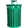 Oakley 50 Gallon Slatted Steel Receptacle w/Ash Top, Green - M5001-AT-GN