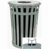 Oakley 50 Gallon Slatted Steel Receptacle w/Ash Top, Silver - M5001-AT-SLV