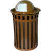 Oakley 50 Gallon Slatted Steel Receptacle w/Dome Top, Brown - M5001-DT-BN