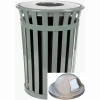 Oakley 50 Gallon Slatted Steel Receptacle w/Dome Top, Silver - M5001-DT-SLV