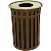 Oakley 50 Gallon Slatted Steel Receptacle w/Flat Top, Brown - M5001-FT-BN