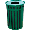 Oakley 50 Gallon Slatted Steel Receptacle w/Flat Top, Green - M5001-FT-GN