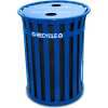 Oakley 50 Gallon Slatted Steel Recycling Container w/2 Hole Opening Flat Top, Blue - MR50-FTR-BL