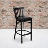 Flash Furniture Vertical Back Metal Restaurant Barstool - Black Vinyl Seat - HERCULES Series