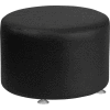 Flash Furniture 24"W Round Leather Ottoman - Black - Hercules Alon Series