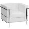 Contemporary Modular Lounge Chair - Leather - Melrose White - Hercules Regal Series