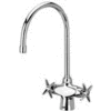 Zurn Double Lab Faucet with 8" Gooseneck and Four Arm Handles - Lead Free