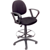 Boss Ergonomic Drafting Stool with Loop Arms and Foot Rest - Black