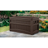 Suncast DBW7500 Outdoor Deck Box with Seat and Rollers 73 Gallon 46"L x 23-5/8"W x 25-1/2"H Mocha