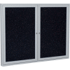 Ghent Enclosed Bulletin Board - 2 Door - Confetti Recycled Rubber w/Silver Frame - 36" x 48"