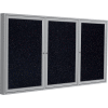 Ghent Enclosed Bulletin Board - 3 Door - Confetti Recycled Rubber w/Silver Frame - 36" x 72"