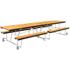 NPS® 12' Mobile Cafeteria Table with Benches - MDF - Oak Top/Chrome Frame