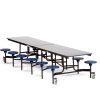 NPS® 12' Mobile Cafeteria Table with Stools - Gray Top/Blue Stools/Black Frame