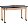 NPS Science Table with Casters - Chemical Resistant - Adjustable Height - 24" x 72" - Black/Oak