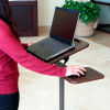 Seville Classics Mobile Sit-Stand Desk Cart with Side Table - Walnut