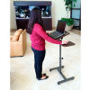Seville Classics Mobile Sit-Stand Desk Cart with Side Table - Walnut