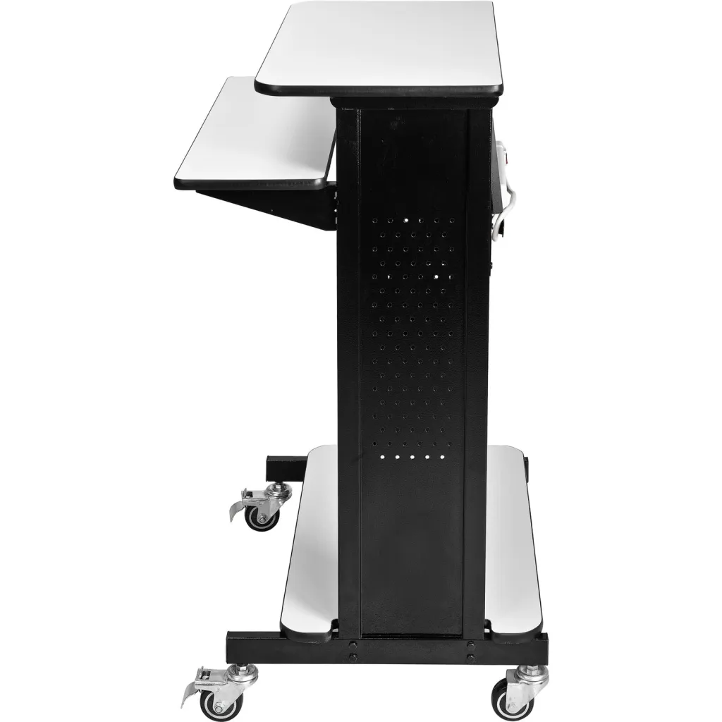 The back of a mobile workstation cart.