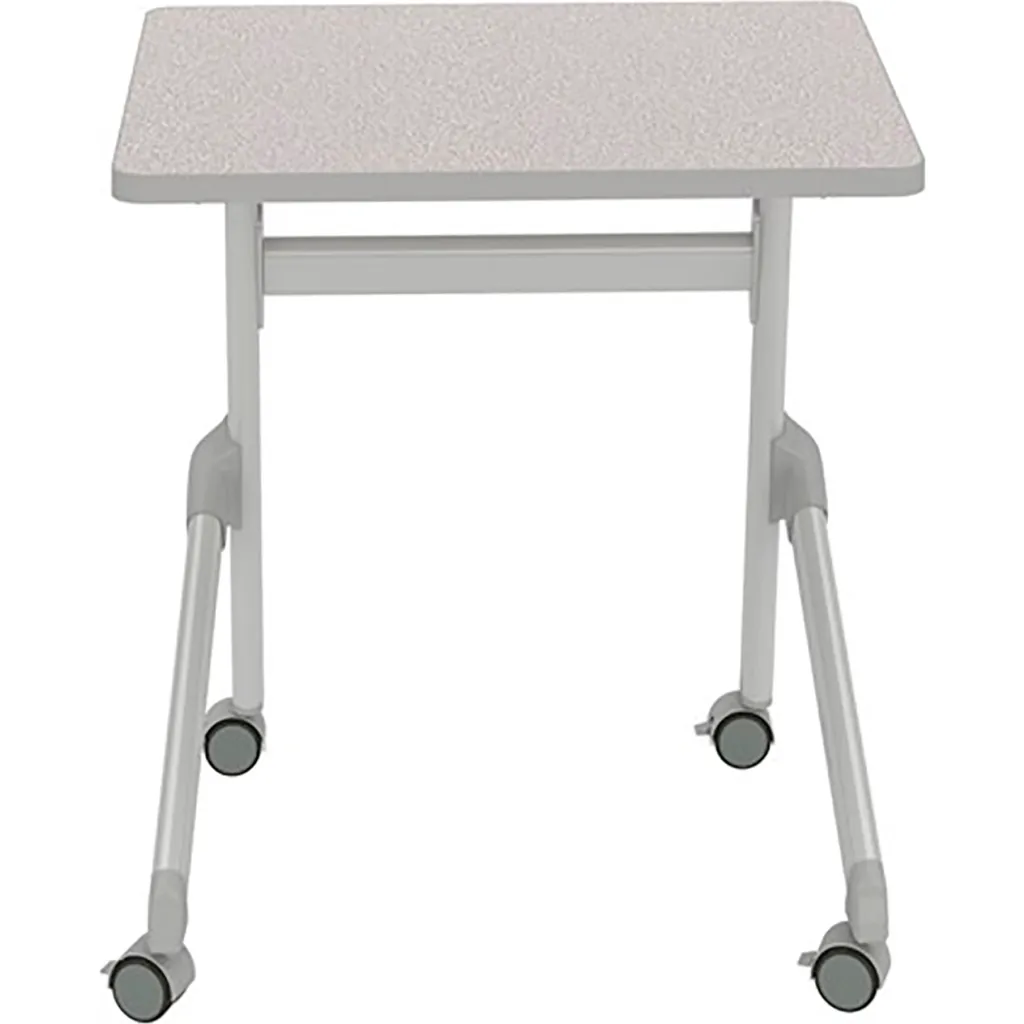 Table with gray surface and white frame from front view