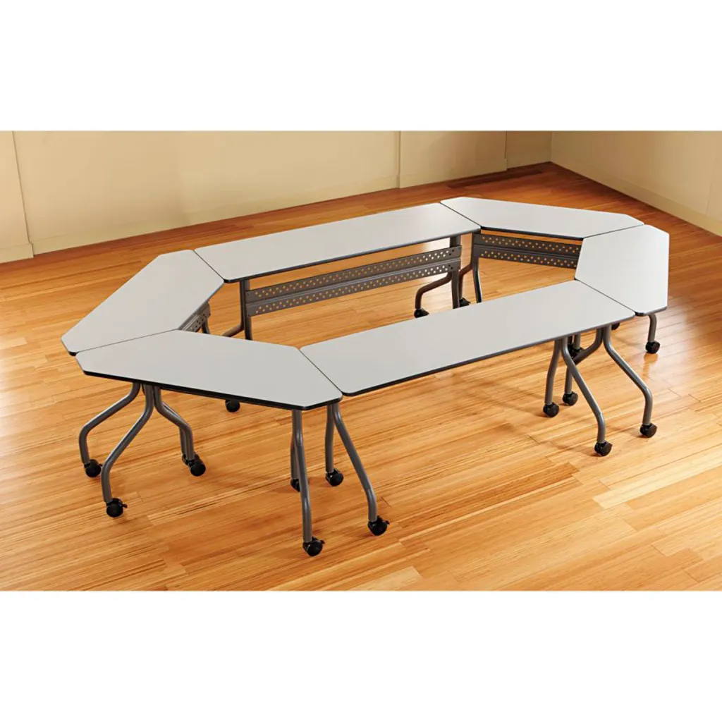 A modular table system with multiple connected tables