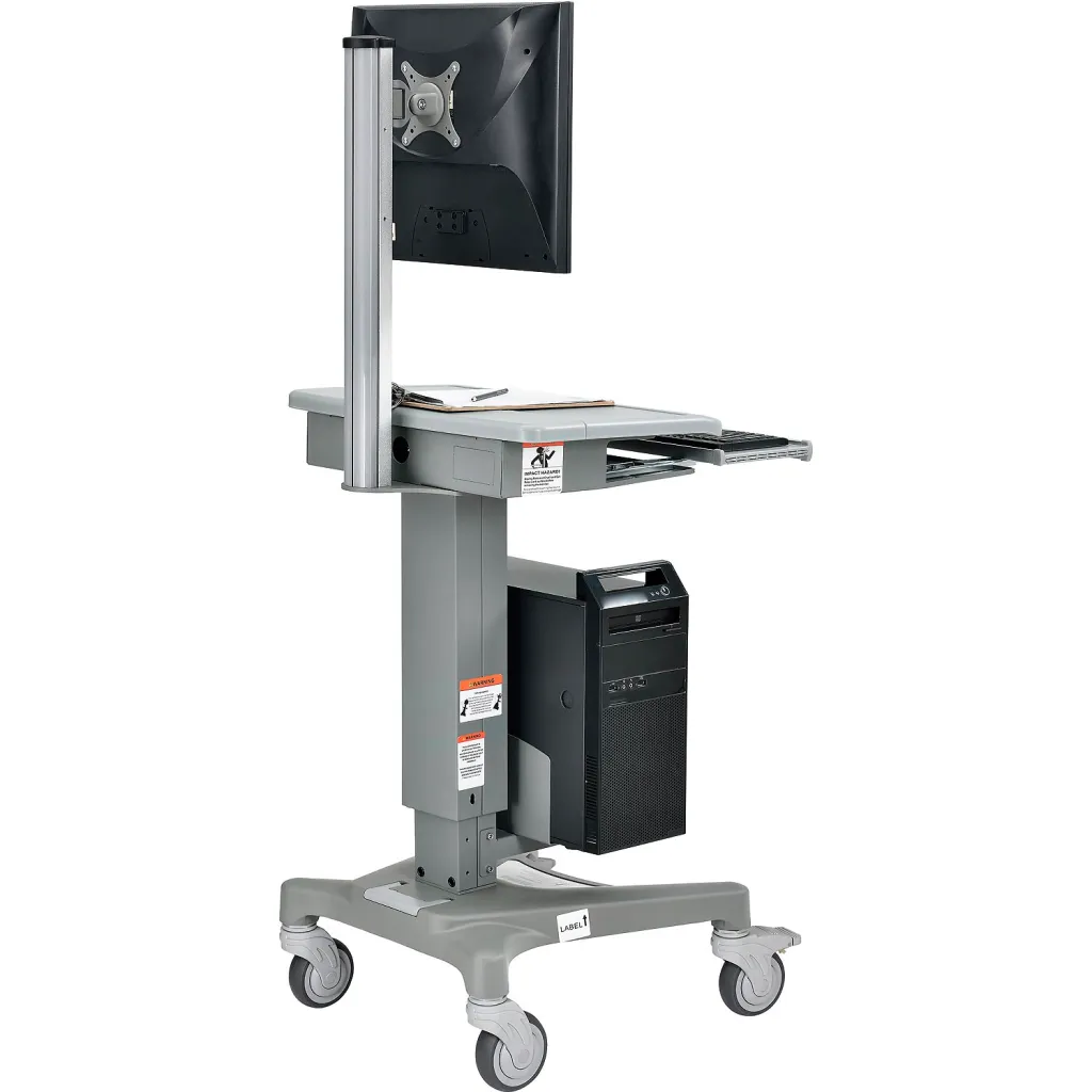 Medical cart with monitor from side view